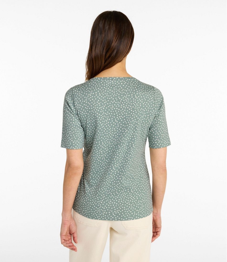 Elbow-Sleeve Print Women's L.L.Bean Jewelneck Tee