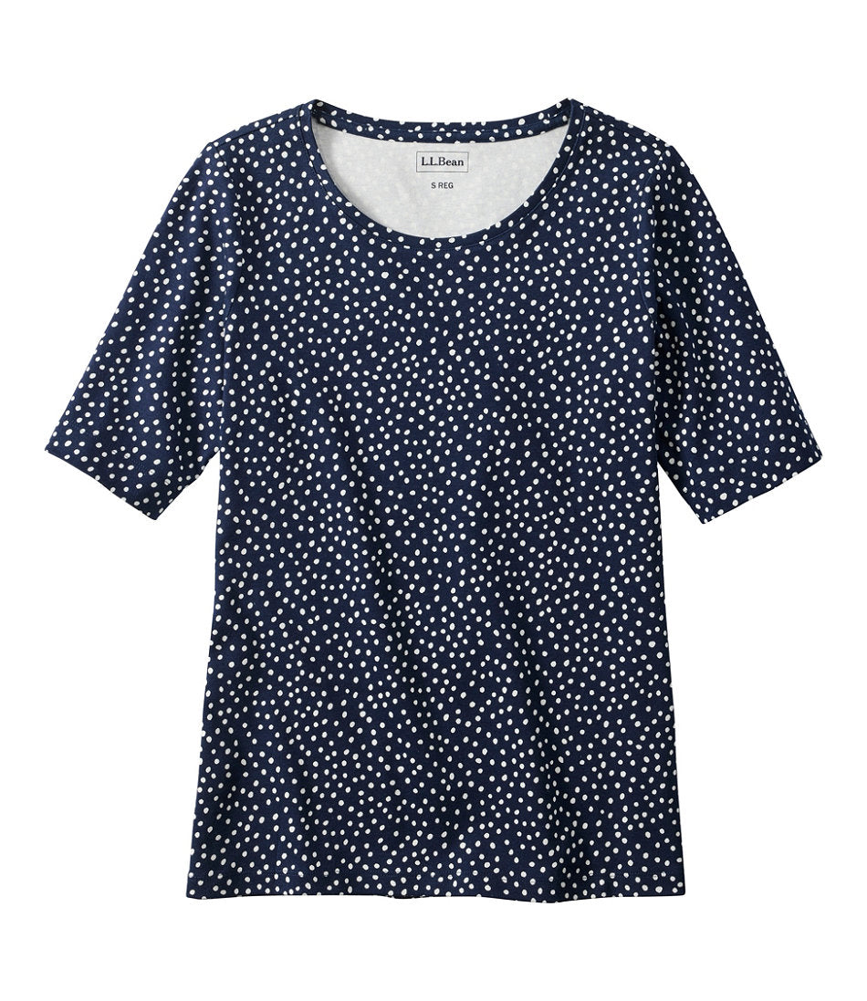 Elbow-Sleeve Print Women's L.L.Bean Jewelneck Tee