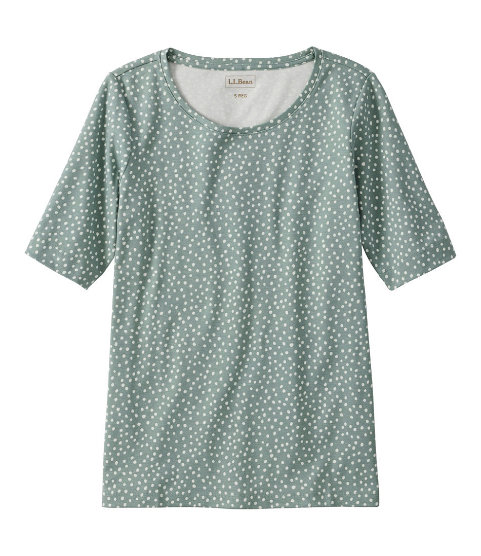 Elbow-Sleeve Print Women's L.L.Bean Jewelneck Tee
