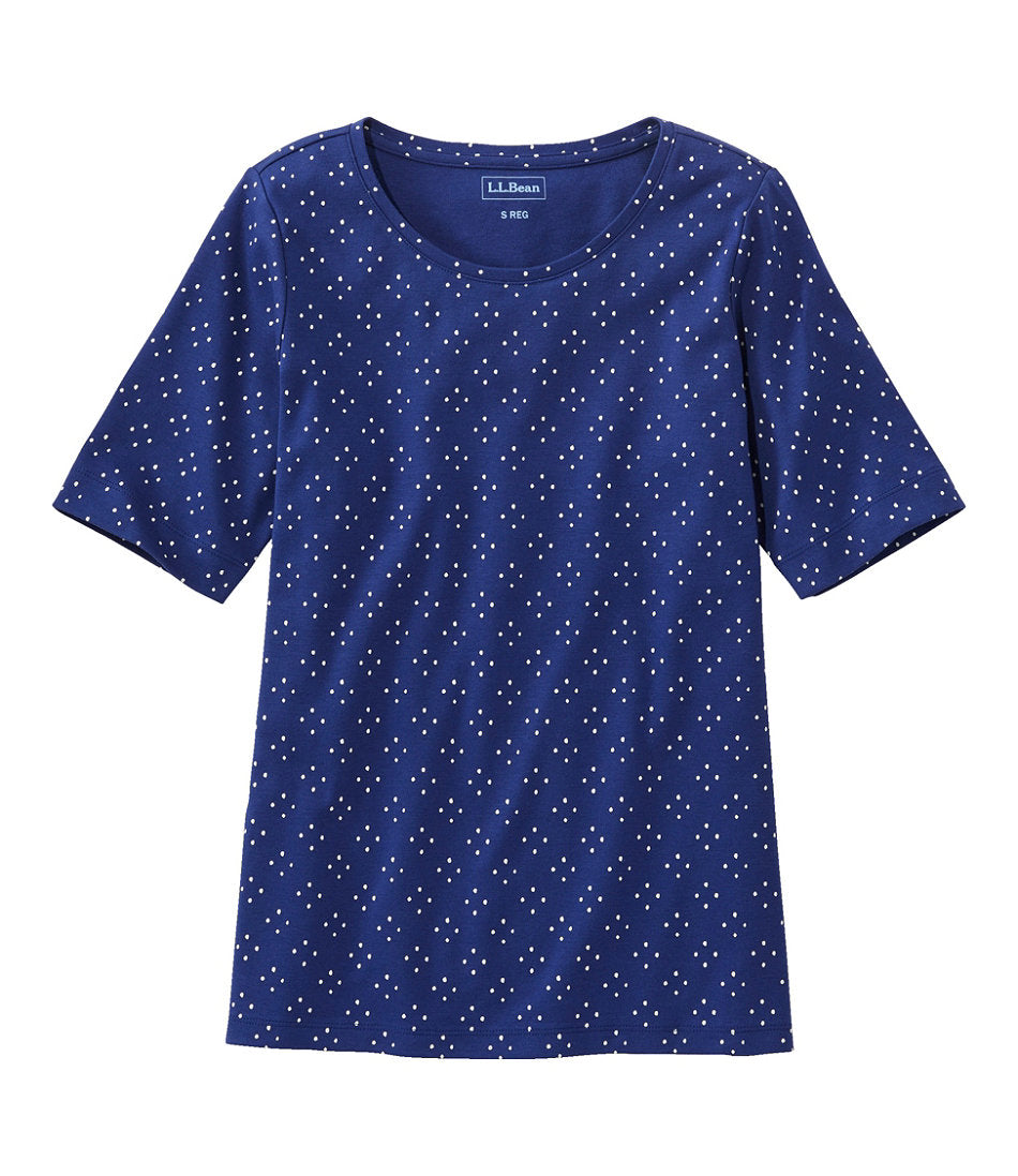 Elbow-Sleeve Print Women's L.L.Bean Jewelneck Tee