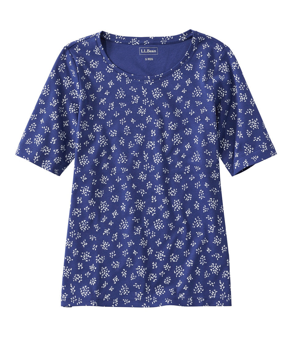 Elbow-Sleeve Print Women's L.L.Bean Jewelneck Tee