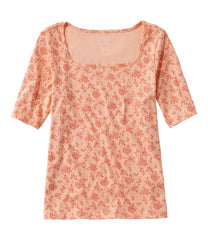 Women's Pima Cotton Tee Soft Squareneck Elbow-Sleeve