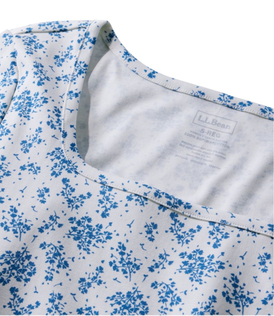 Women's Pima Cotton Tee Soft Squareneck Elbow-Sleeve