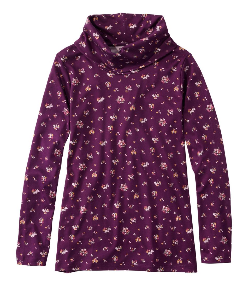 Women's Pima Cotton Tee Long-Sleeve Cowlneck Print
