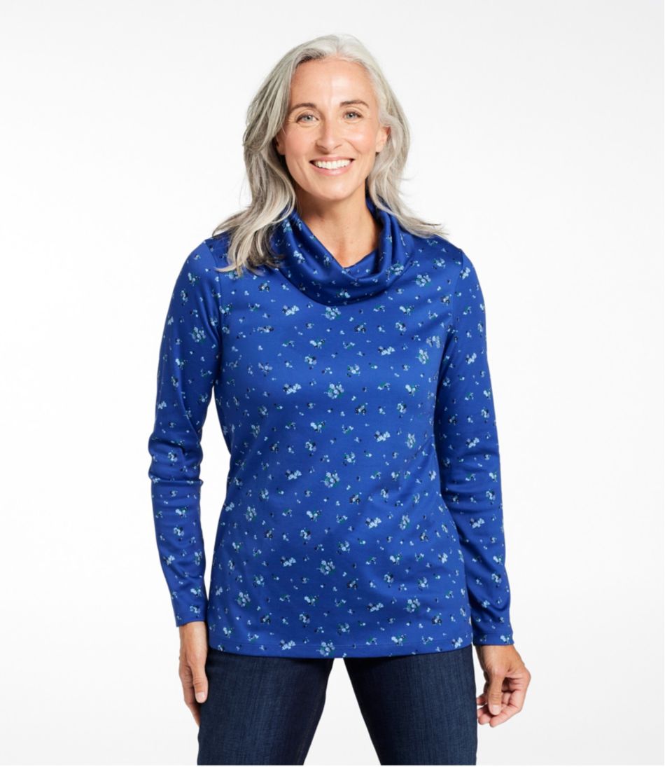 Women's Pima Cotton Tee Long-Sleeve Cowlneck Print