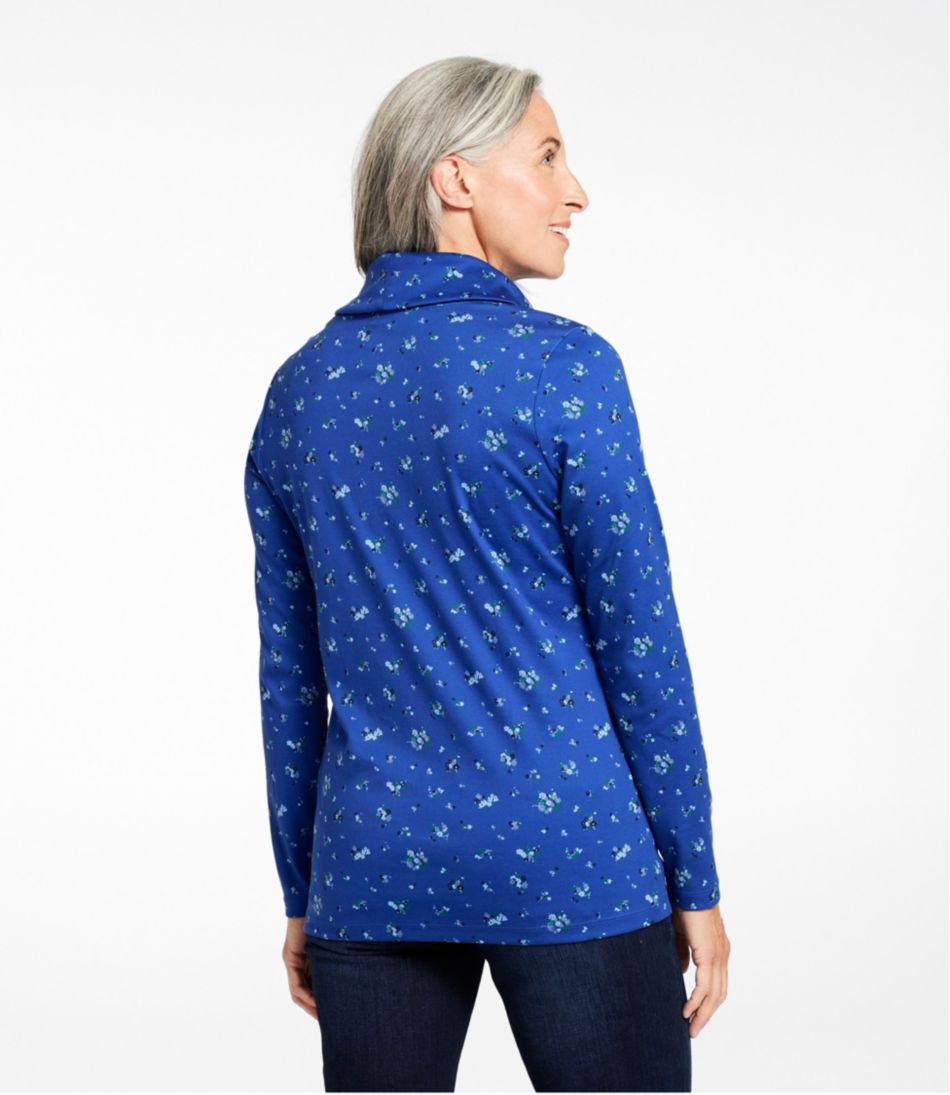 Women's Pima Cotton Tee Long-Sleeve Cowlneck Print