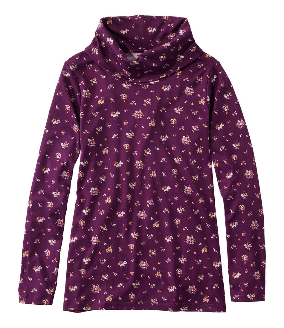 Women's Pima Cotton Tee Long-Sleeve Cowlneck Print