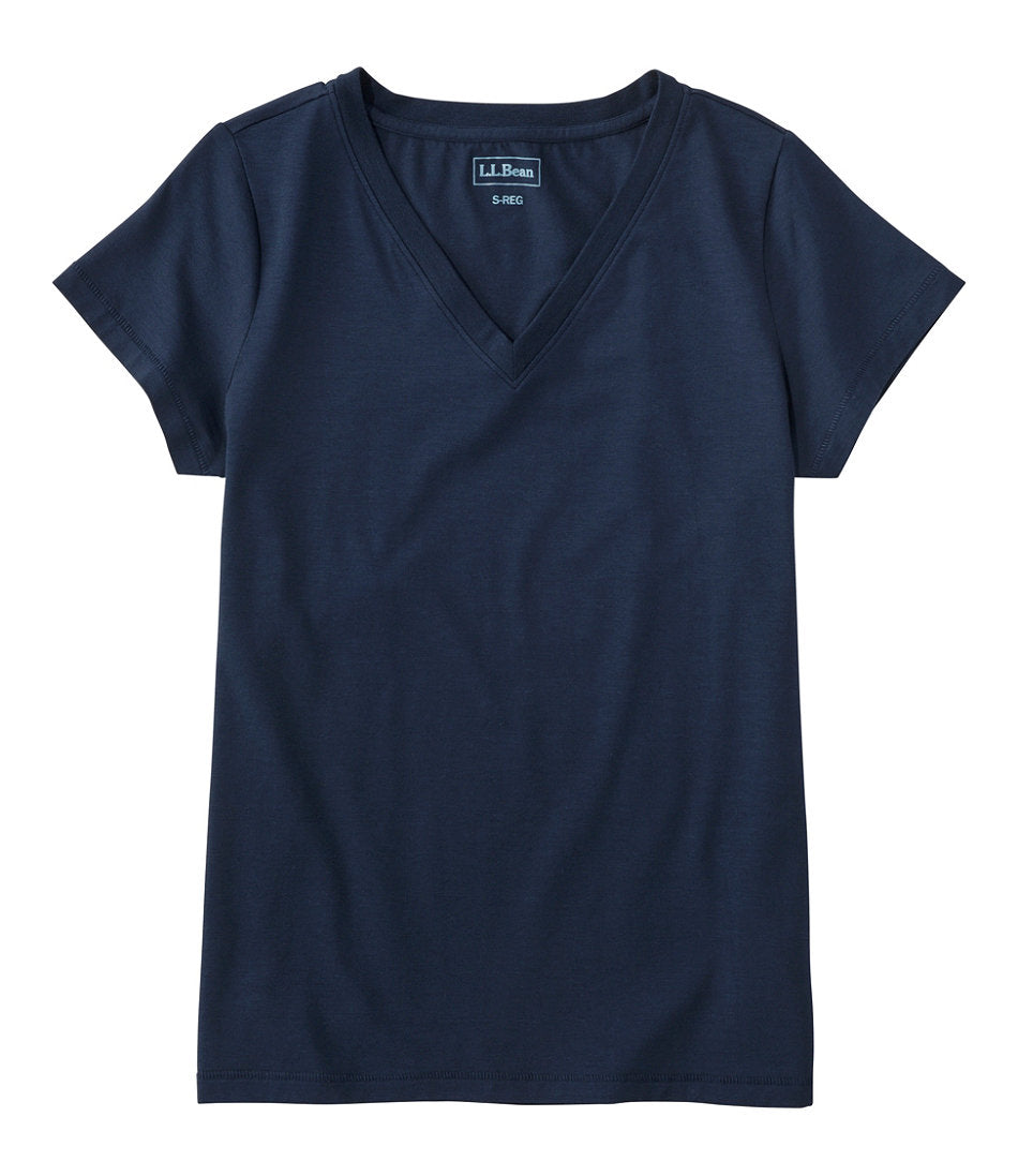 Women's Soft Stretch Supima-Blend Tee Short-Sleeve V-Neck