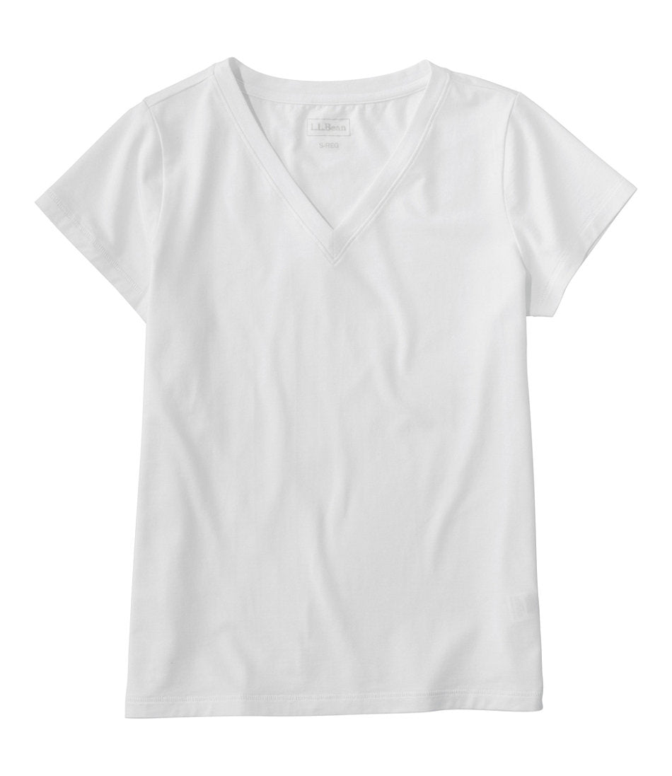 Women's Soft Stretch Supima-Blend Tee Short-Sleeve V-Neck