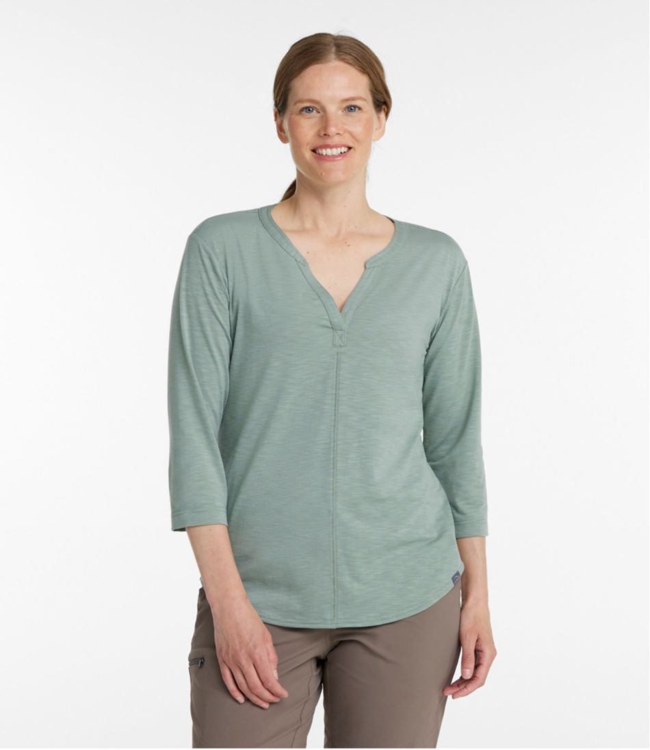 Three-Quarter-Sleeve Splitneck Women's Streamside Tee