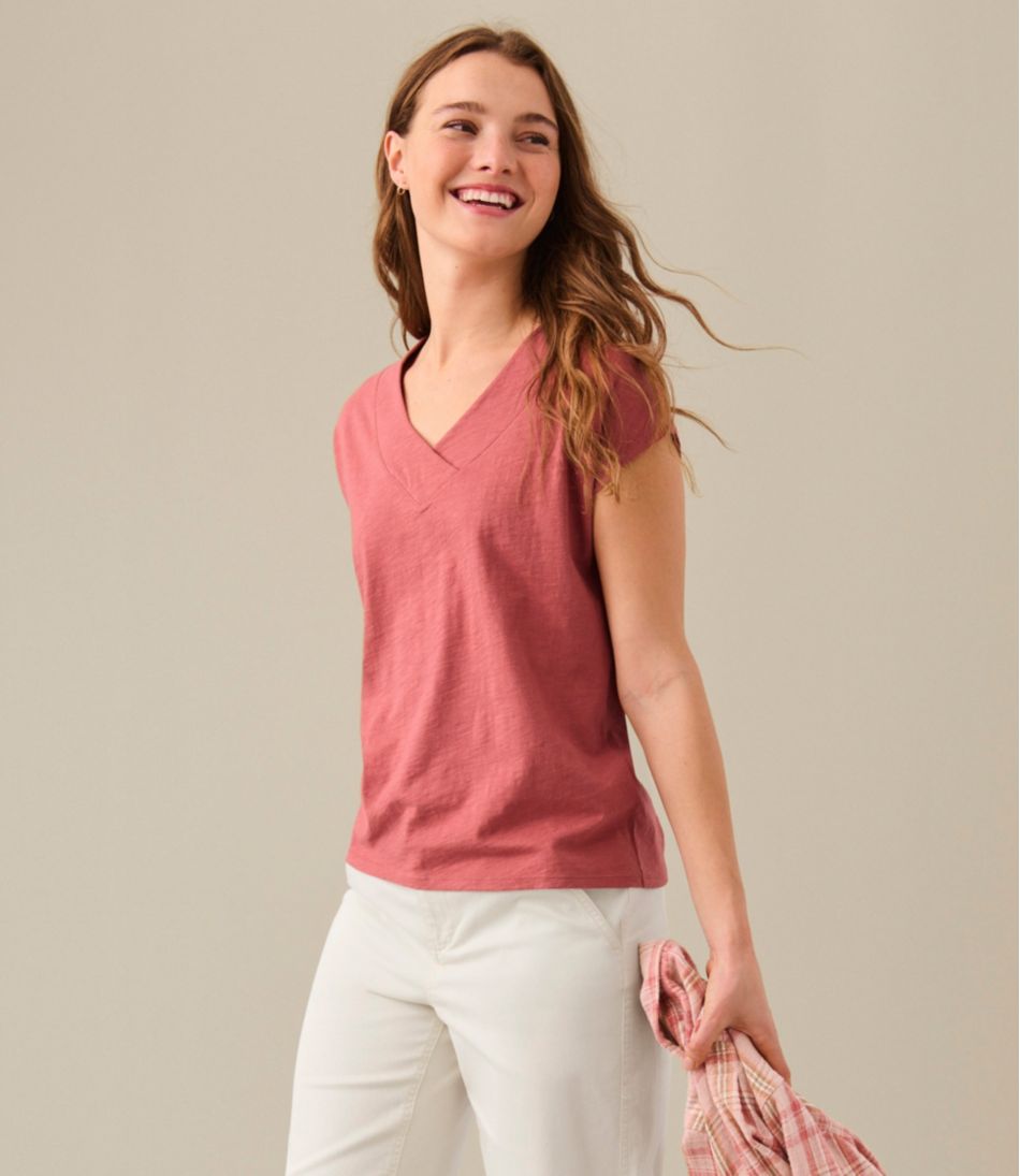 Women's Organic Cotton Tee V-Neck Cap-Sleeve