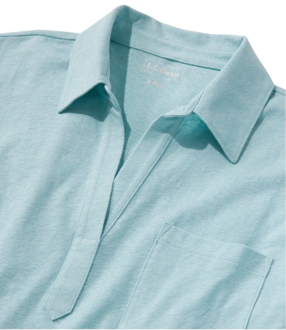 Three-Quarter-Sleeve Splitneck Polo Women's Linen/Cotton Tee
