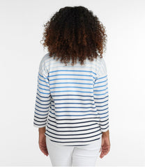 Splitneck Polo Three-Quarter-Sleeve Stripe Women's Heritage Mariner Top