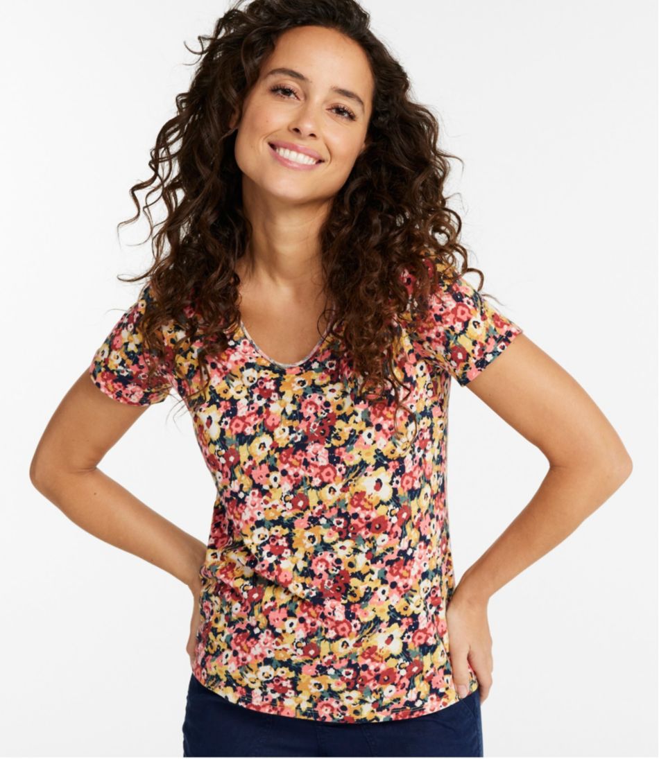 V-Neck Short-Sleeve Print Women's Organic Cotton Tee