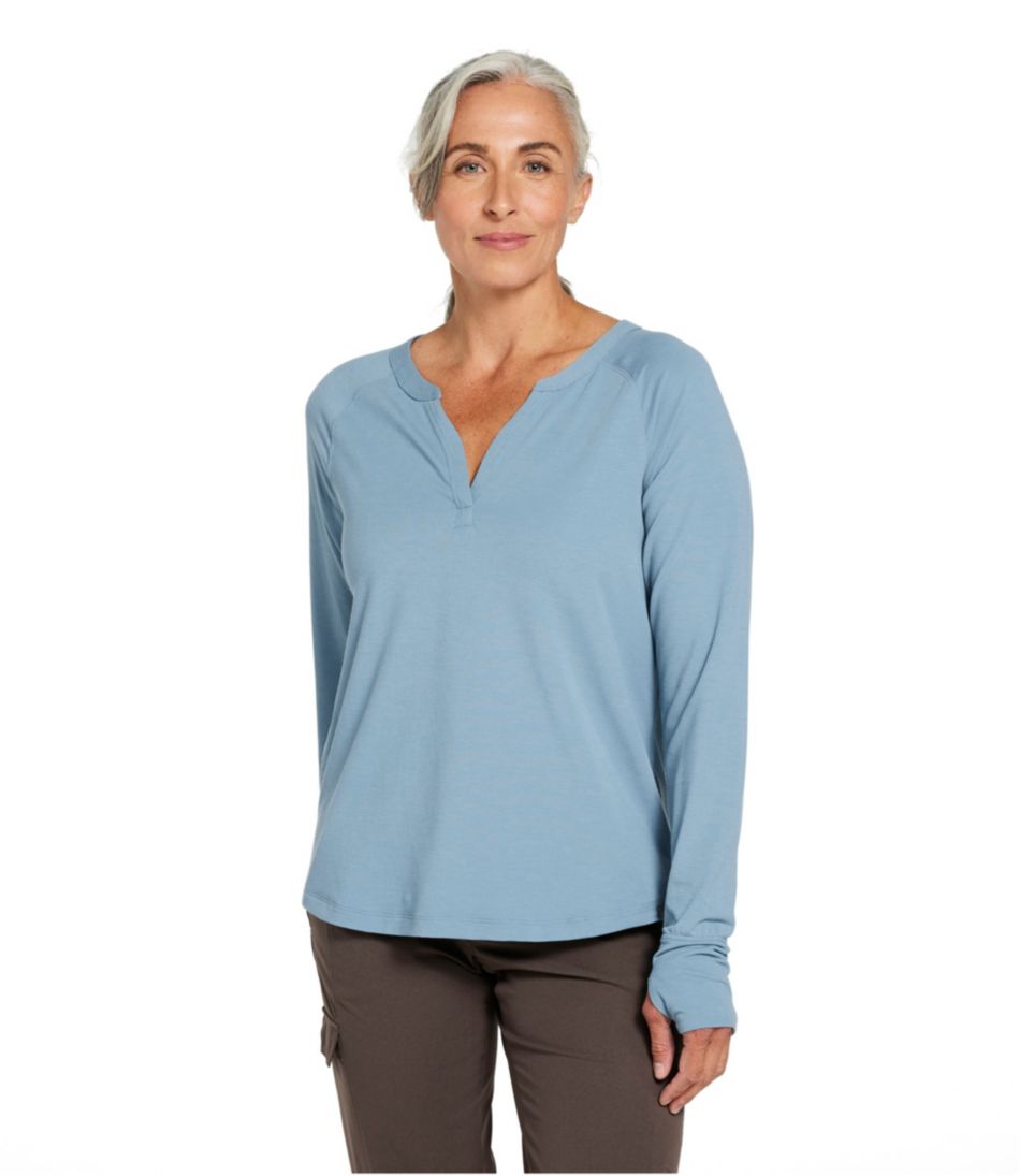 Long-Sleeve Splitneck Women's Ribbed Performance Tee