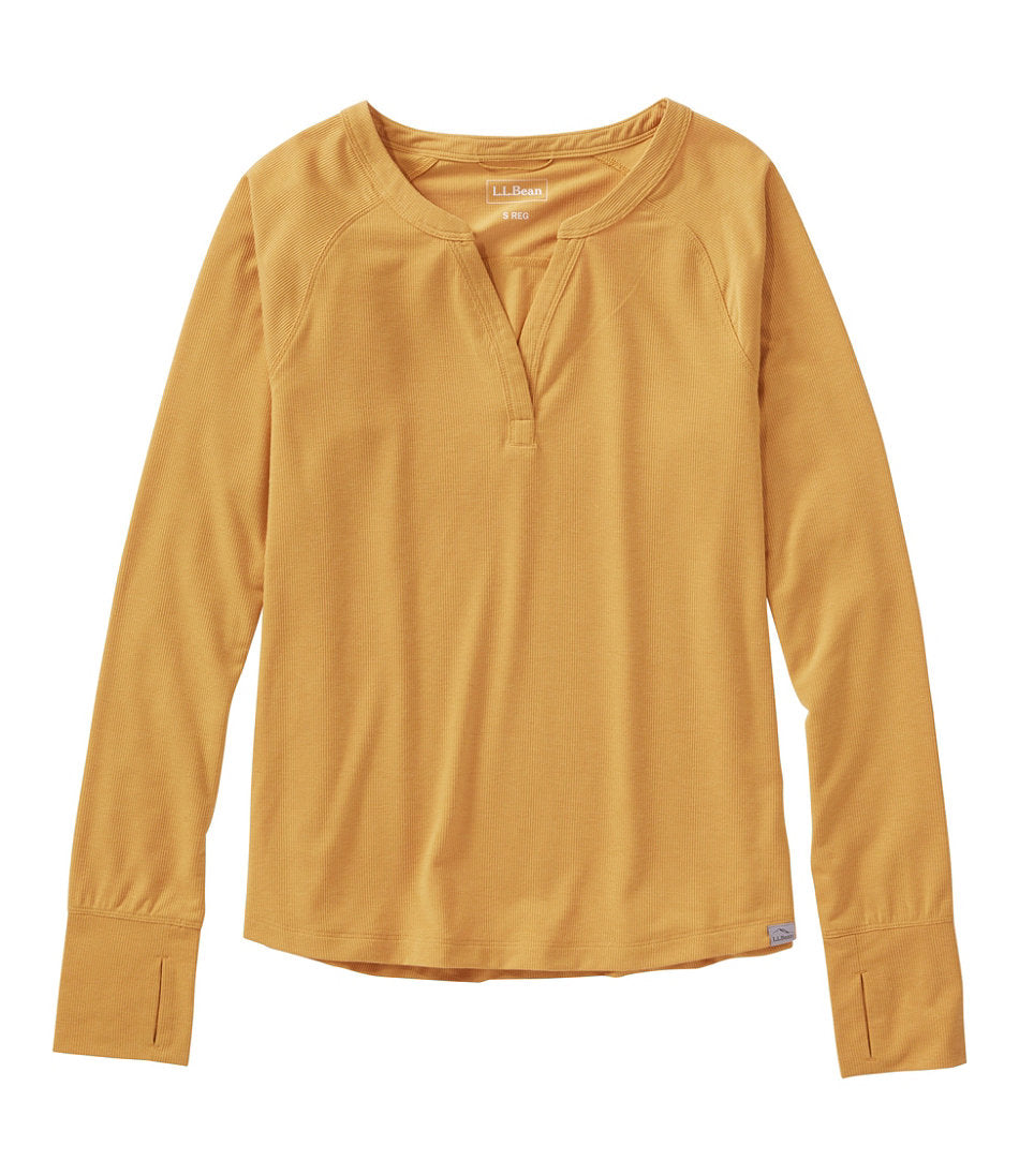 Long-Sleeve Splitneck Women's Ribbed Performance Tee