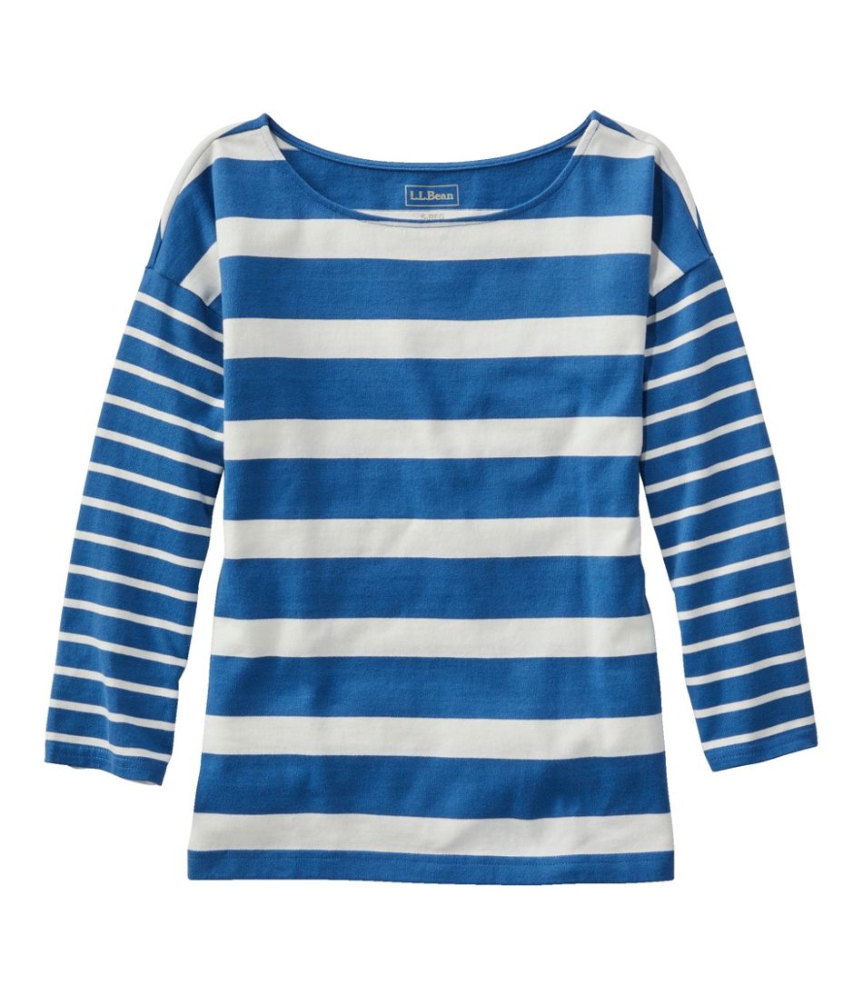 Boatneck Three-Quarter-Sleeve Blocked Stripe Women's Heritage Mariner Top