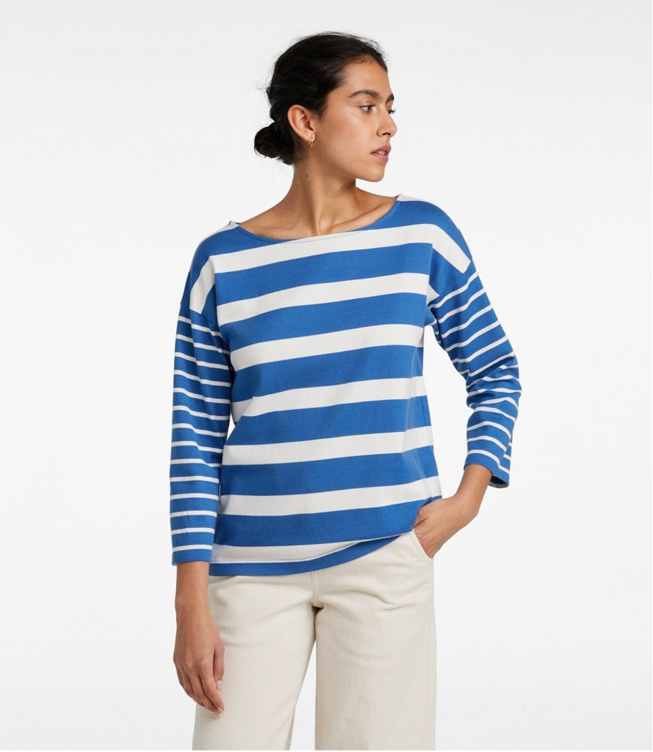 Boatneck Three-Quarter-Sleeve Blocked Stripe Women's Heritage Mariner Top