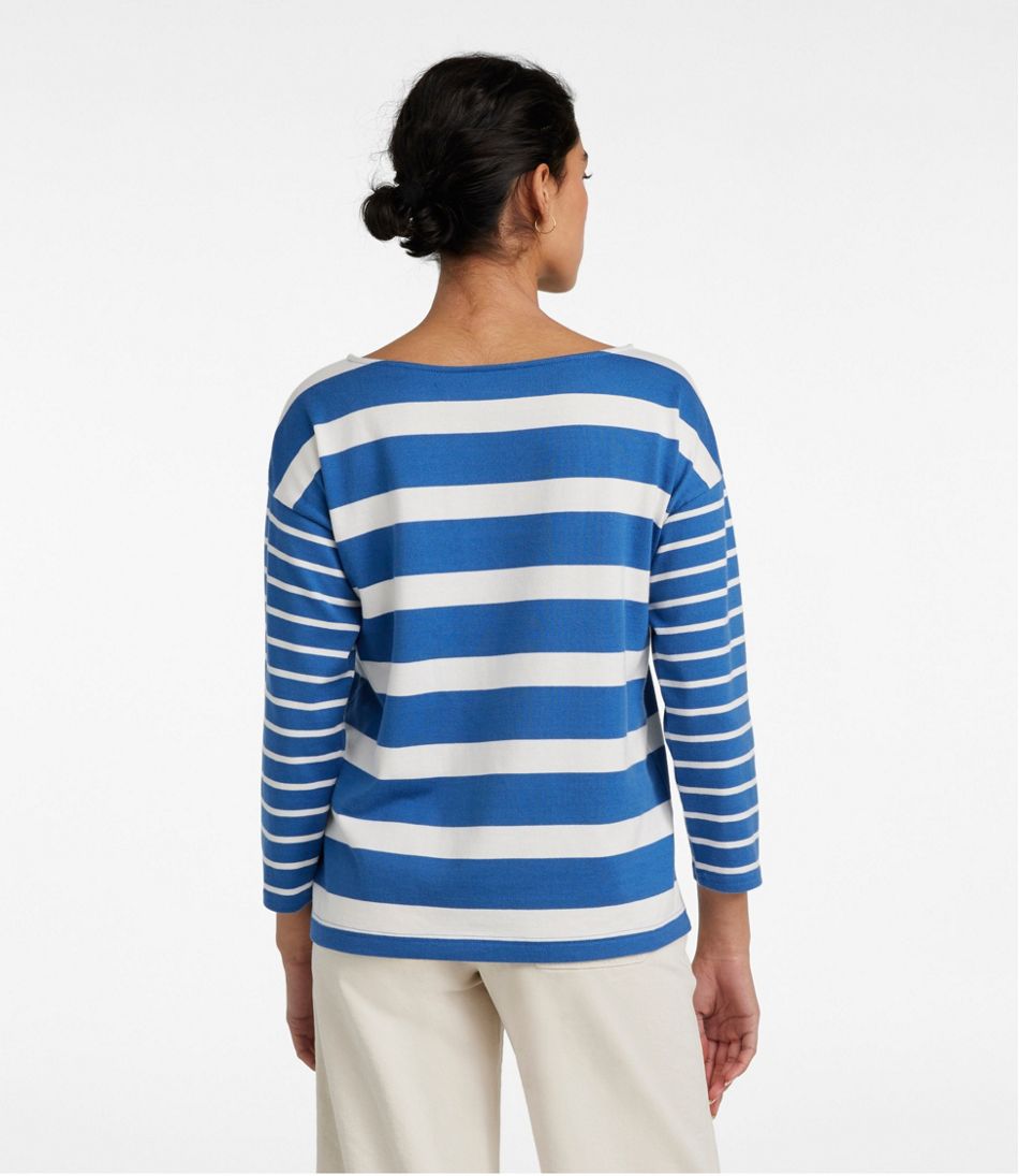 Boatneck Three-Quarter-Sleeve Blocked Stripe Women's Heritage Mariner Top