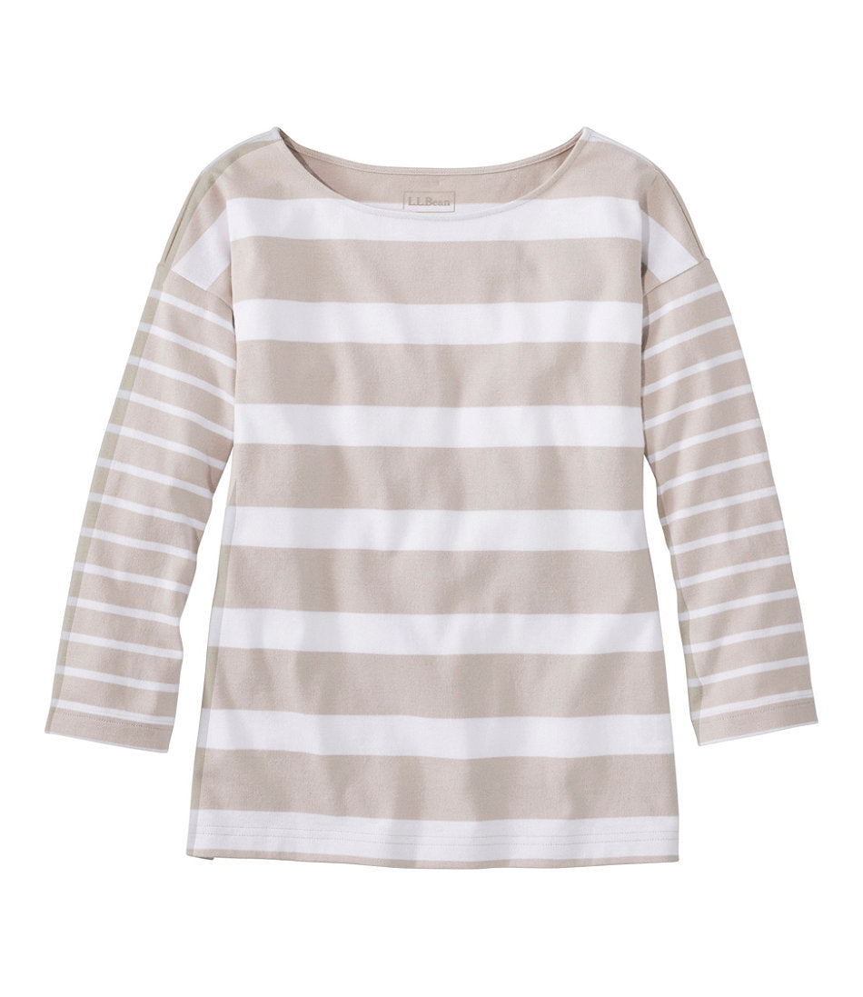 Boatneck Three-Quarter-Sleeve Blocked Stripe Women's Heritage Mariner Top