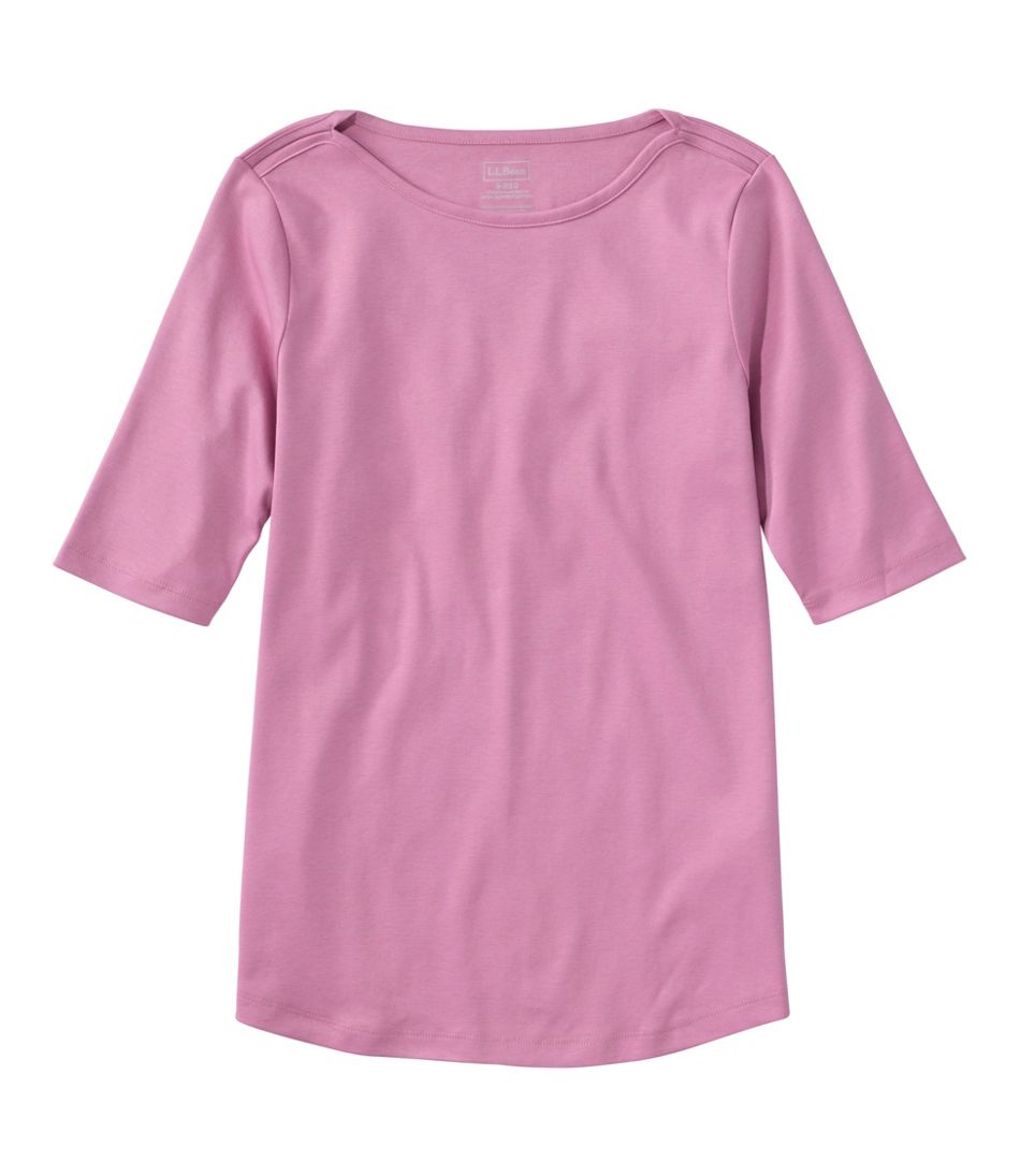 Elbow-Sleeve Boatneck Women's Pima Cotton Tee