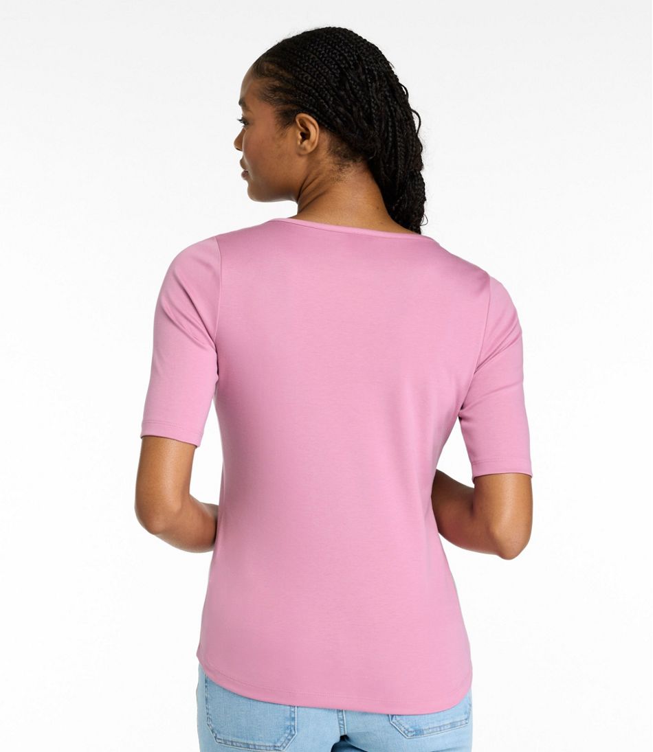 Elbow-Sleeve Boatneck Women's Pima Cotton Tee