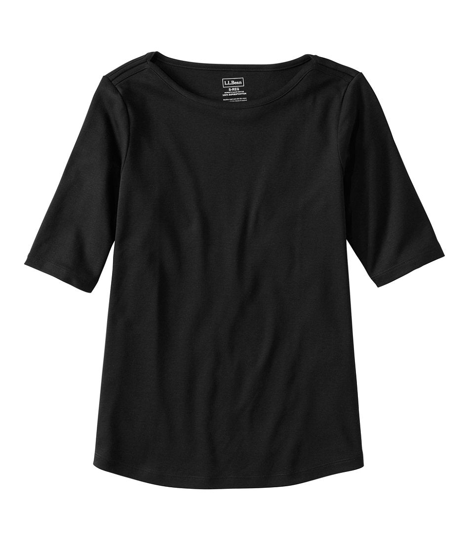 Elbow-Sleeve Boatneck Women's Pima Cotton Tee