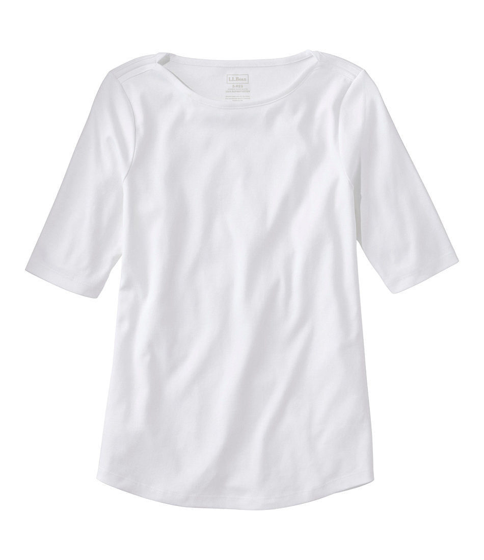 Elbow-Sleeve Boatneck Women's Pima Cotton Tee