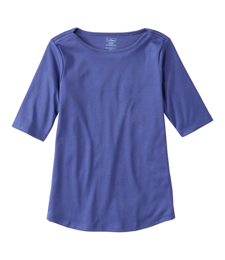 Elbow-Sleeve Boatneck Women's Pima Cotton Tee