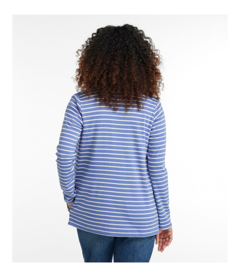 Women's Pima Cotton Open Cardigan With Pockets Stripe