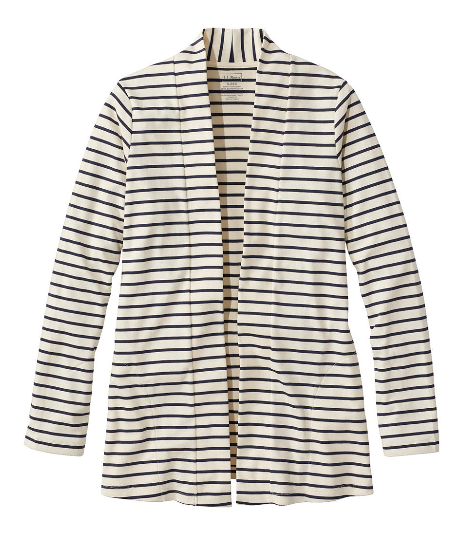 Women's Pima Cotton Open Cardigan With Pockets Stripe