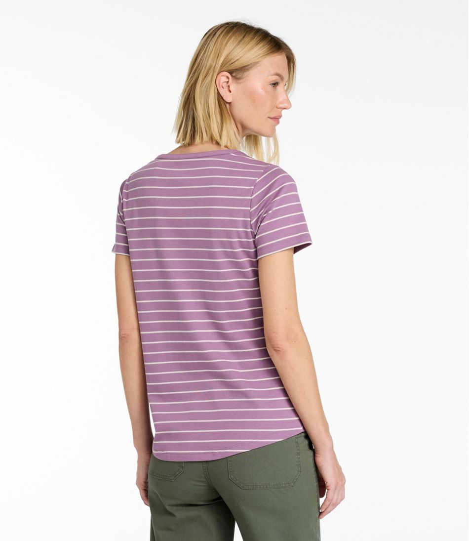 Short-Sleeve Notch-Neck Stripe Women's L.L.Bean Tee