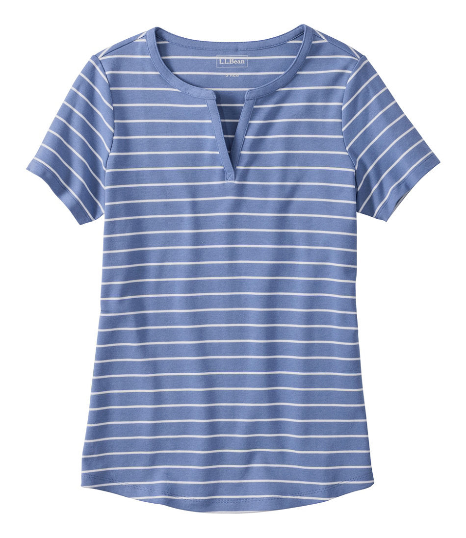 Short-Sleeve Notch-Neck Stripe Women's L.L.Bean Tee