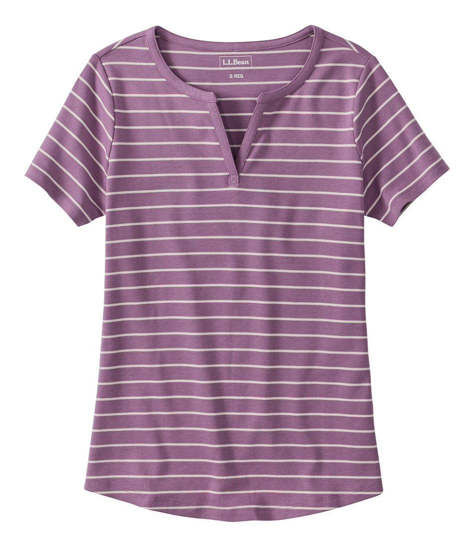 Short-Sleeve Notch-Neck Stripe Women's L.L.Bean Tee