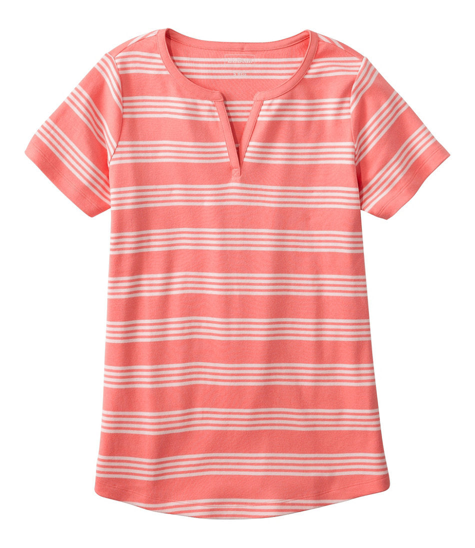 Short-Sleeve Notch-Neck Stripe Women's L.L.Bean Tee