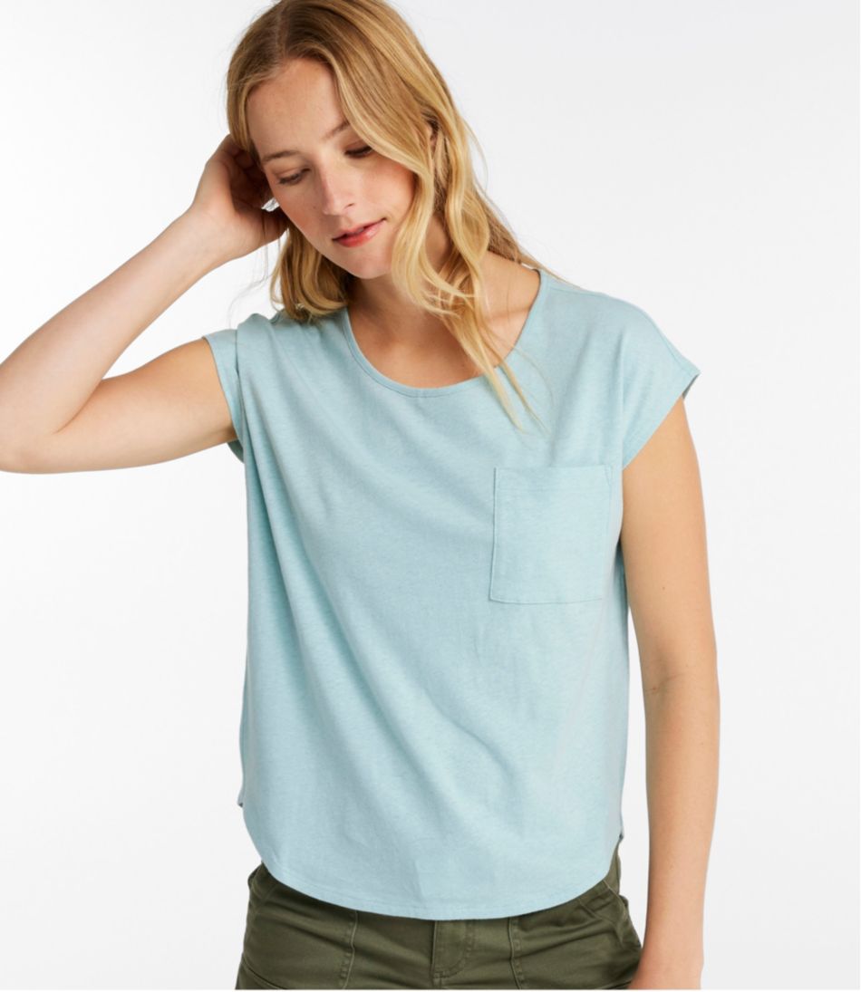 Women's Linen/Cotton Tee Short-Sleeve Scoopneck