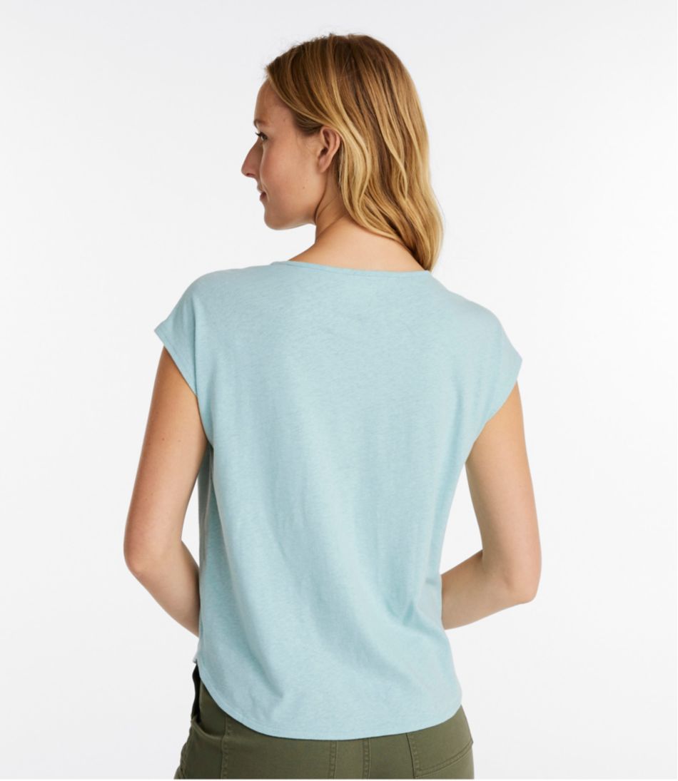 Women's Linen/Cotton Tee Short-Sleeve Scoopneck