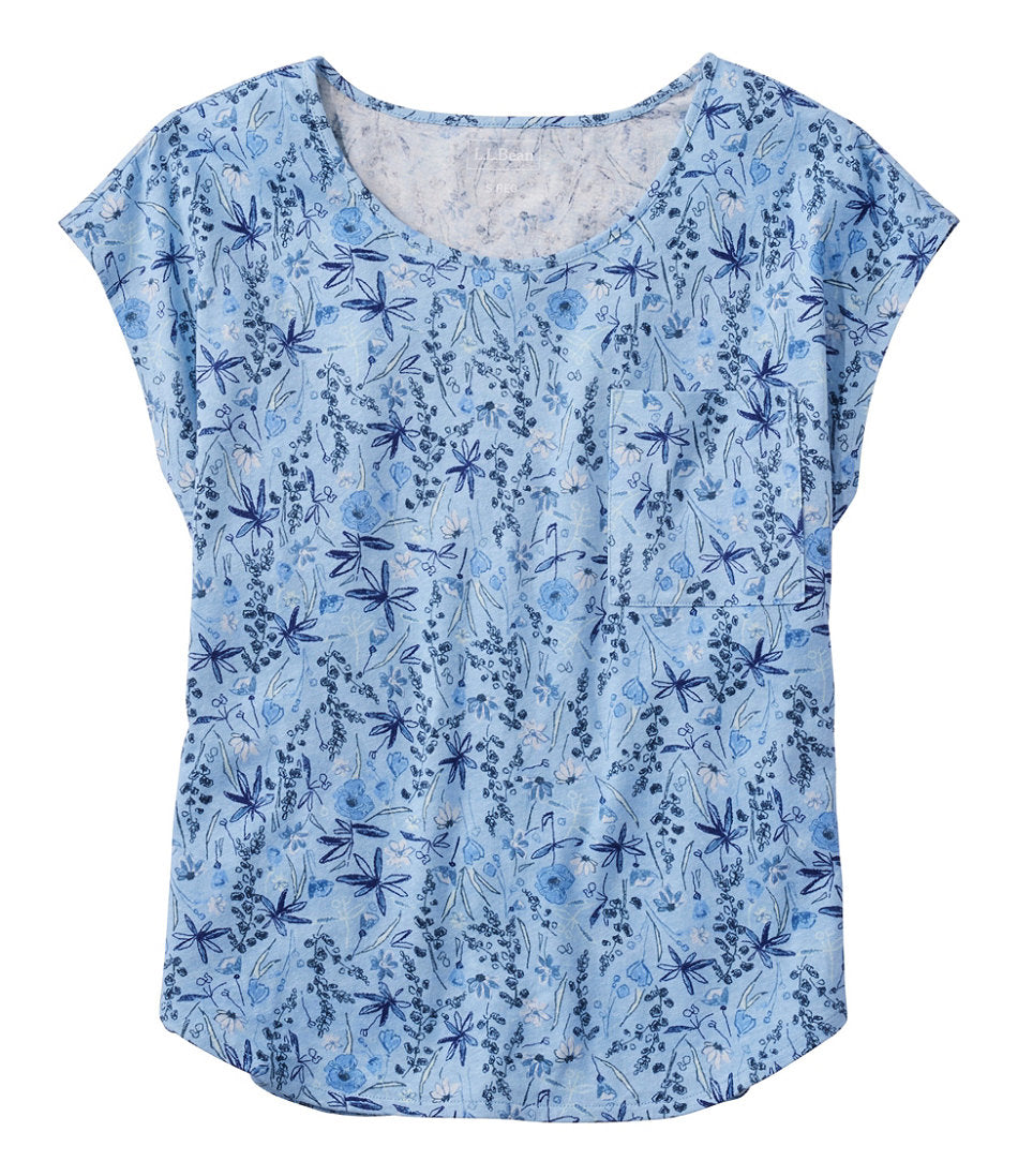 Short-Sleeve Scoopneck Print Women's Linen/Cotton Tee