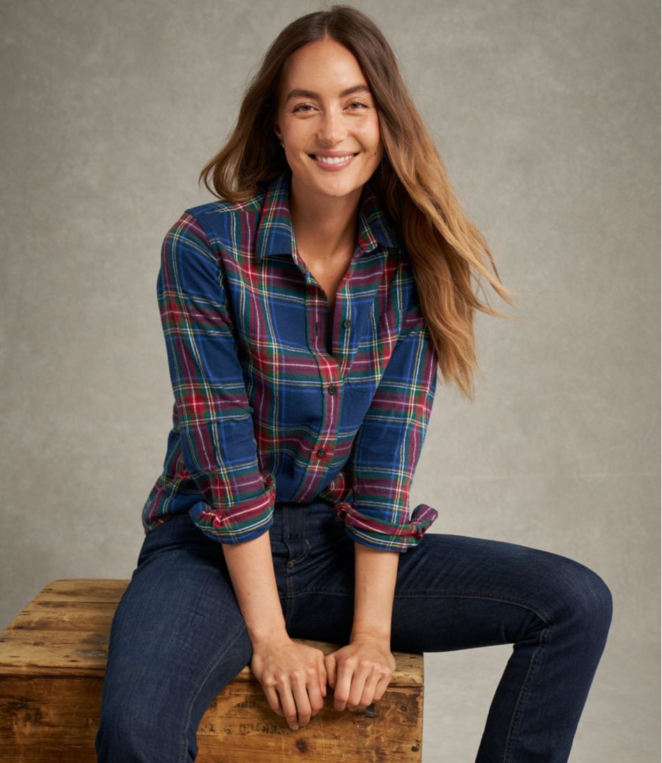 Women's Scotch Plaid Flannel Shirt Relaxed