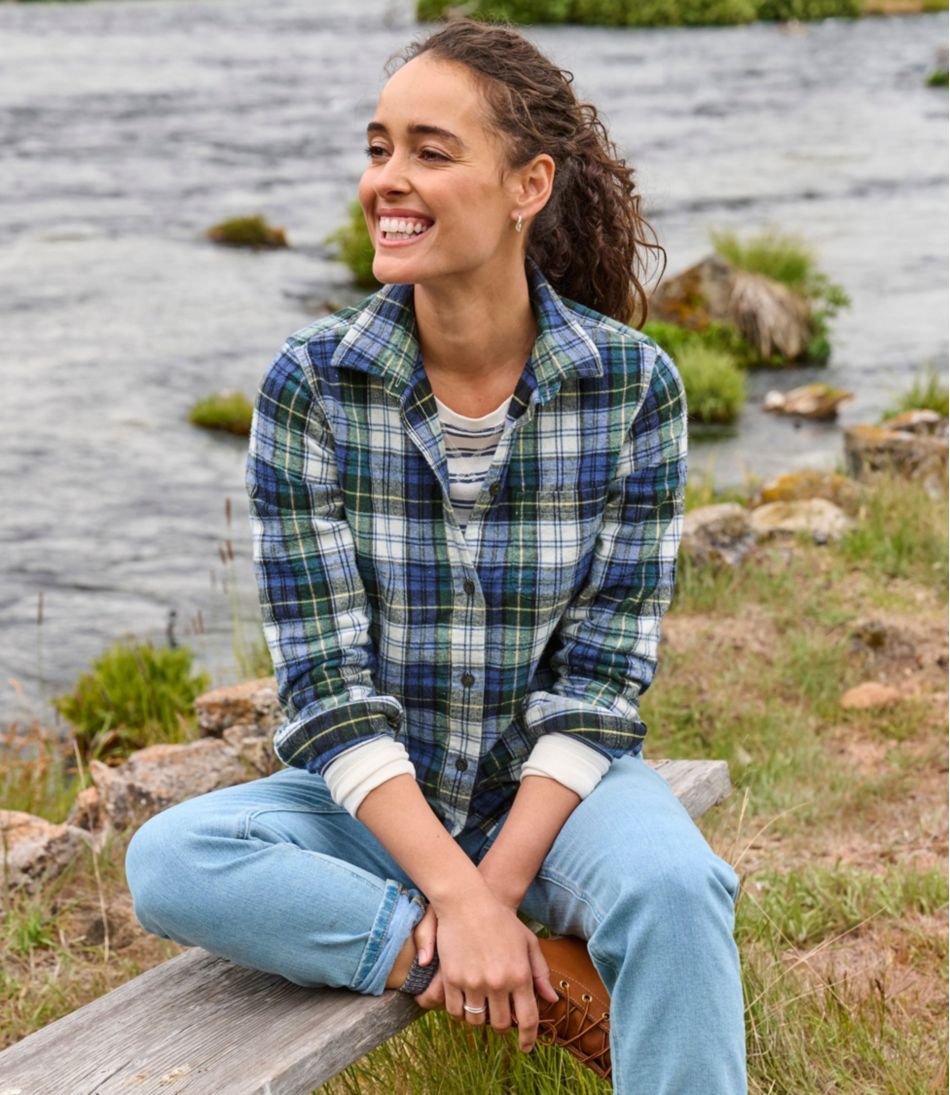 Women's Scotch Plaid Flannel Shirt Relaxed