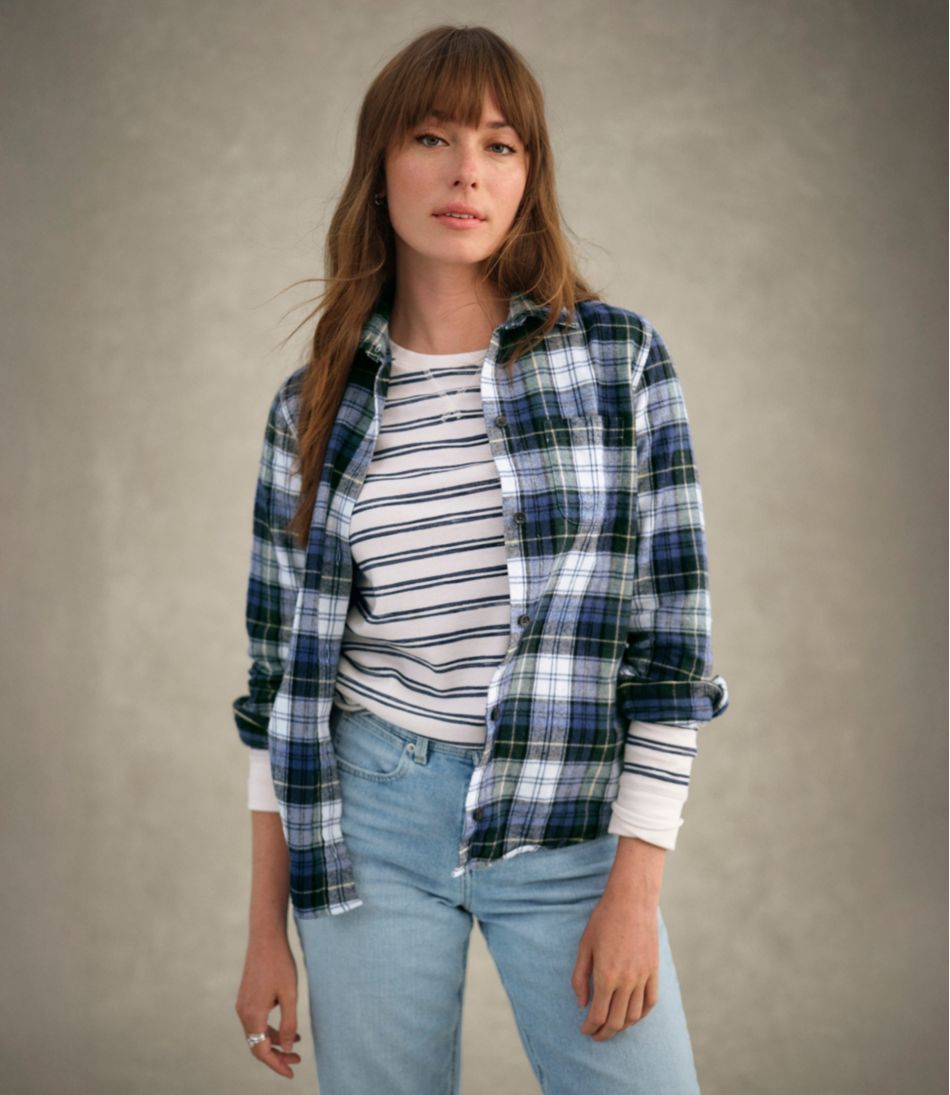 Women's Scotch Plaid Flannel Shirt Relaxed