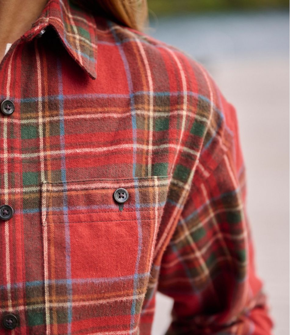 Women's Scotch Plaid Flannel Shirt Boyfriend