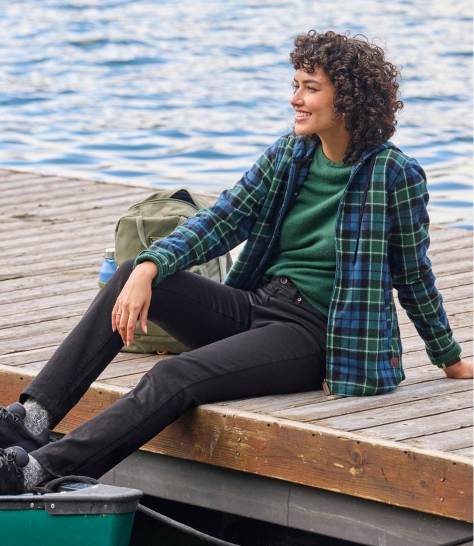 Women's Scotch Plaid Flannel Shirt Relaxed Zip Hoodie