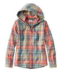 Women's Scotch Plaid Flannel Shirt Relaxed Zip Hoodie