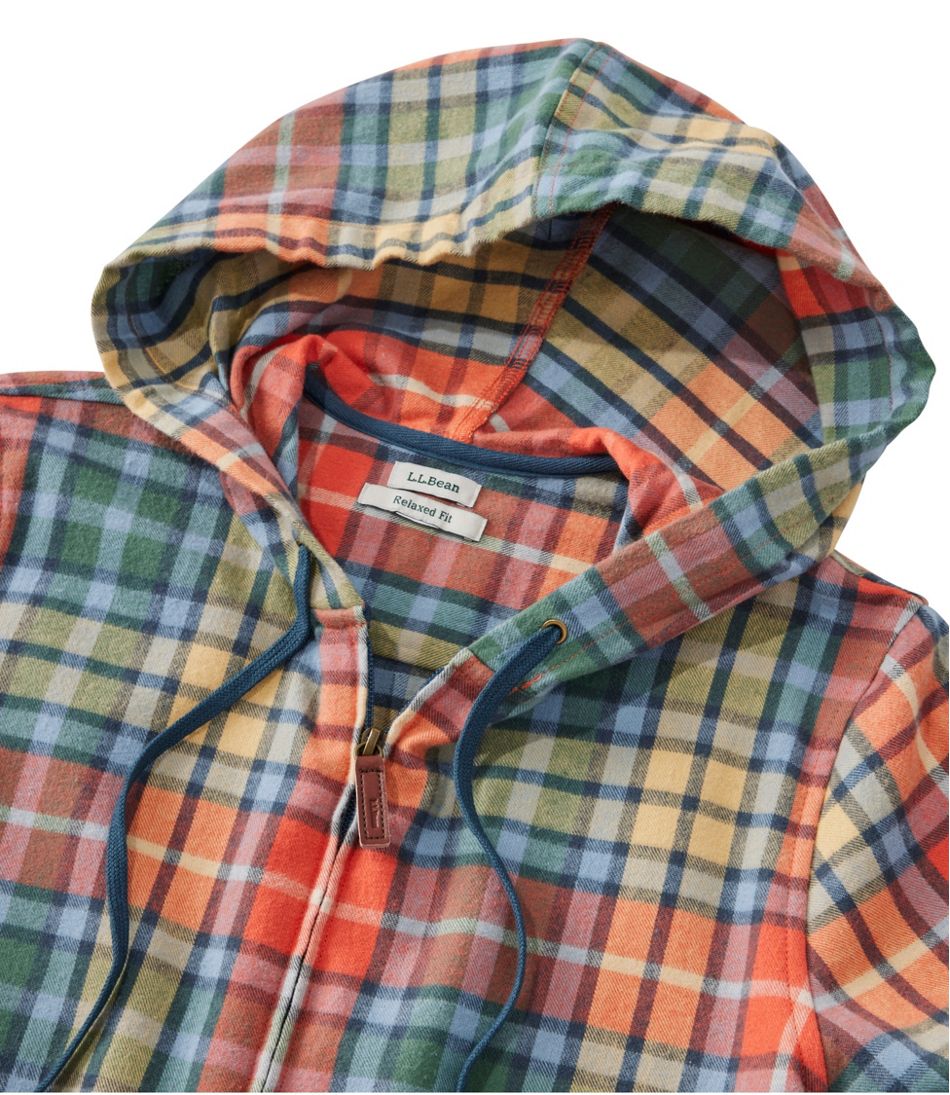 Women's Scotch Plaid Flannel Shirt Relaxed Zip Hoodie