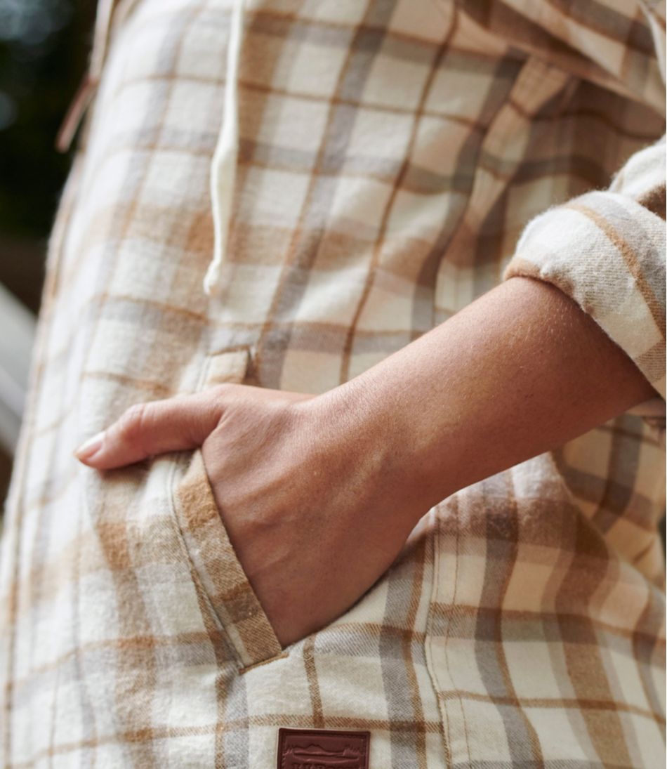 Women's Scotch Plaid Flannel Shirt Relaxed Zip Hoodie