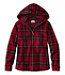 Women's Scotch Plaid Flannel Shirt Relaxed Zip Hoodie