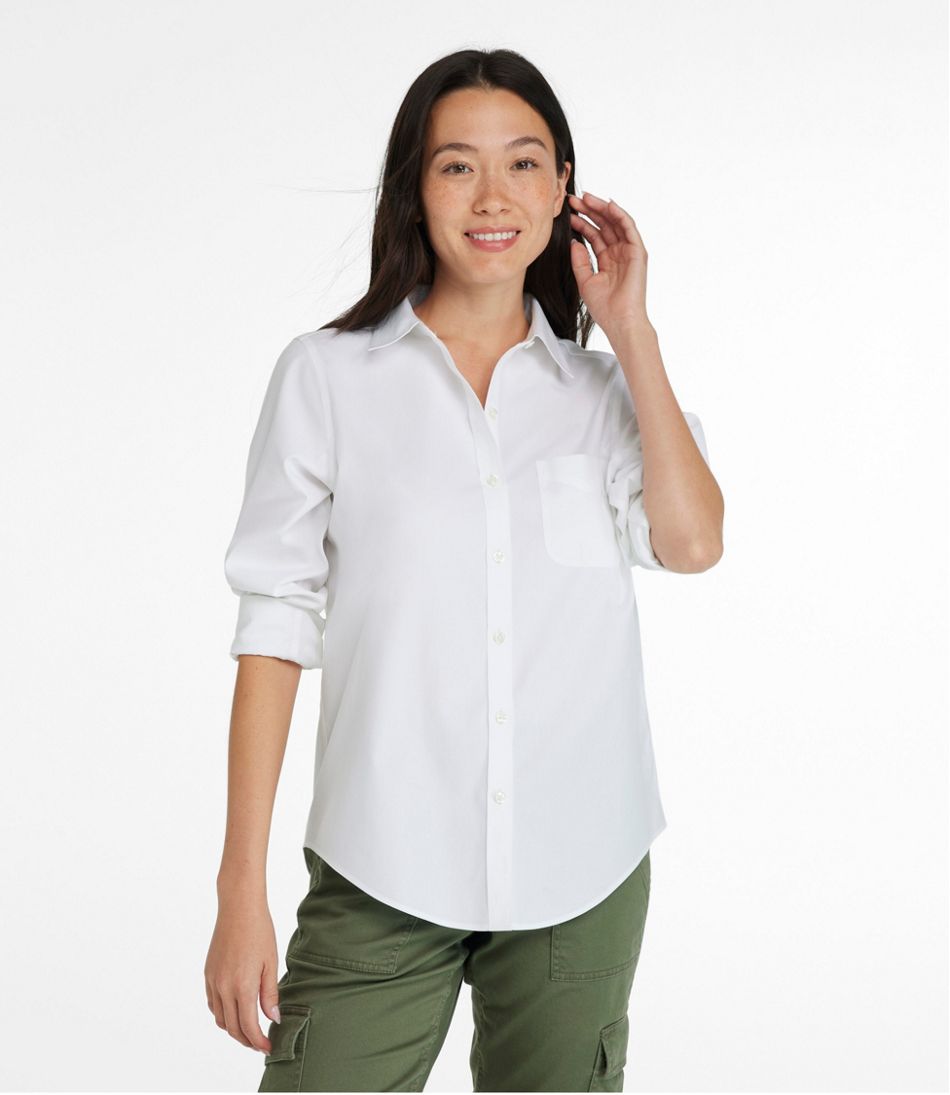 Long-Sleeve Relaxed Fit Women's Wrinkle-Free Pinpoint Oxford Shirt