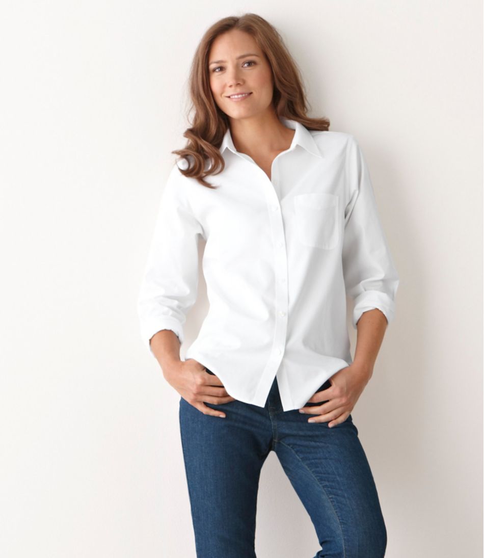 Long-Sleeve Relaxed Fit Women's Wrinkle-Free Pinpoint Oxford Shirt
