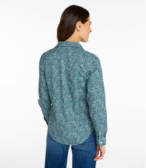 Women's Wrinkle-Free Pinpoint Oxford Shirt Relaxed Fit Long-Sleeve Print